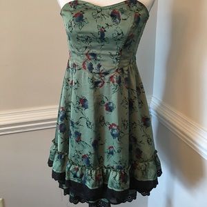 Free People Floral Strapless Laced Overlay Dress